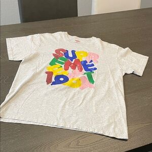 Supreme Gray Tee with Multicolor Graphic